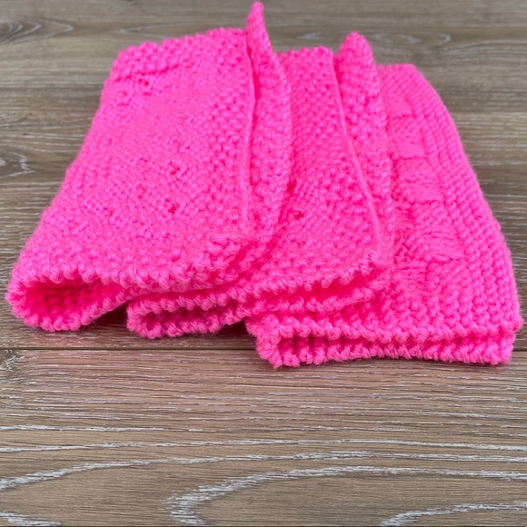 Set of 3 Handmade Bright Pink Dishcloths - Picture 7 of 8